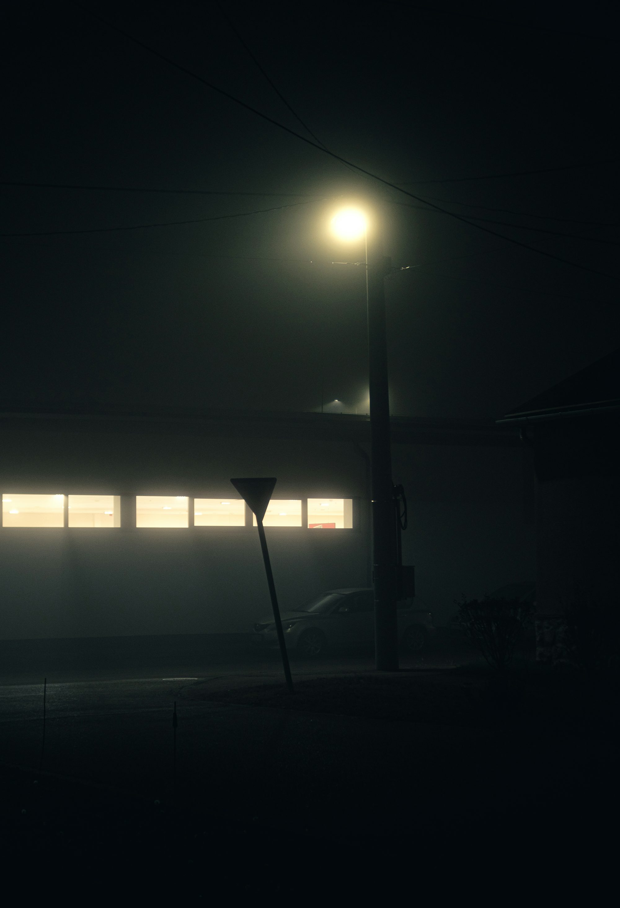 a street light at night